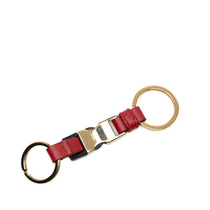 Prada Key Holder Bag Charm Gold Red Plated Leather