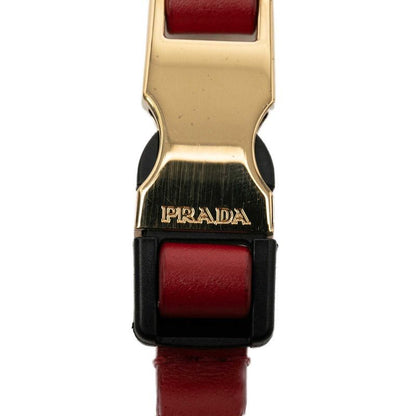 Prada Key Holder Bag Charm Gold Red Plated Leather