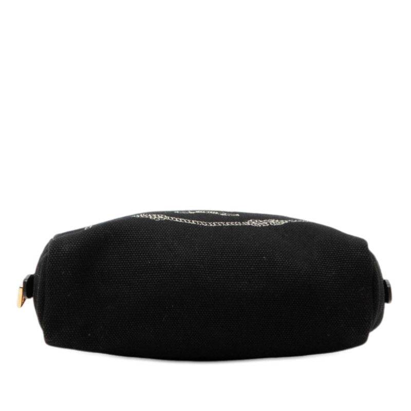 Prada Logo Canapa Mini Pouch Case Black Canvas