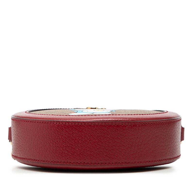 Gucci Doraemon Mini GG Supreme Brown Red Leather Shoulder Bag