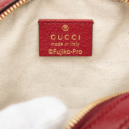 Gucci Doraemon Mini GG Supreme Brown Red Leather Shoulder Bag