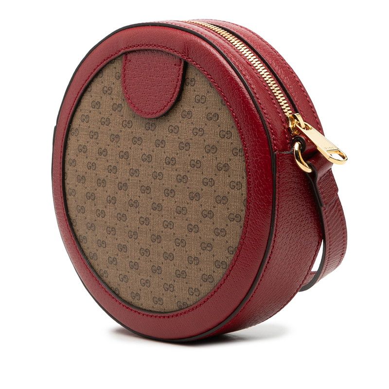 Gucci Doraemon Mini GG Supreme Brown Red Leather Shoulder Bag