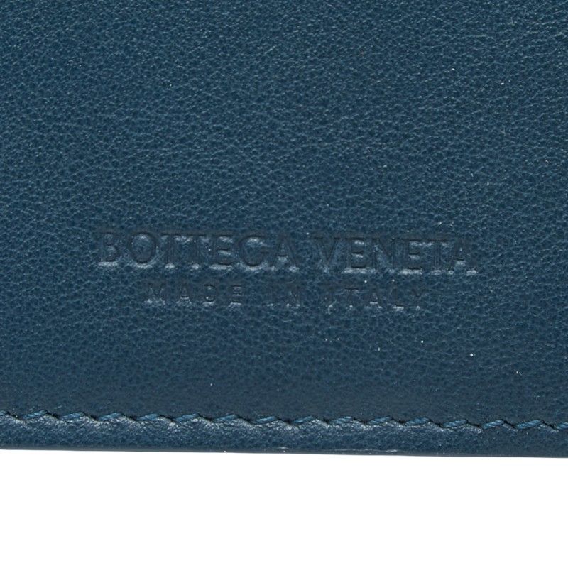 Bottega Veneta Logo Notebook Cover Navy Leather