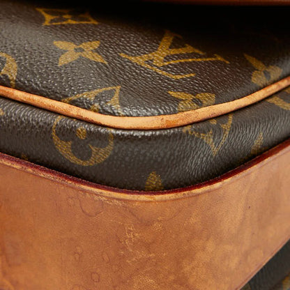Louis Vuitton Monogram Cartouchiere MM Crossbody Shoulder Bag Brown