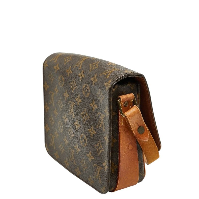 Louis Vuitton Monogram Cartouchiere MM Crossbody Shoulder Bag Brown