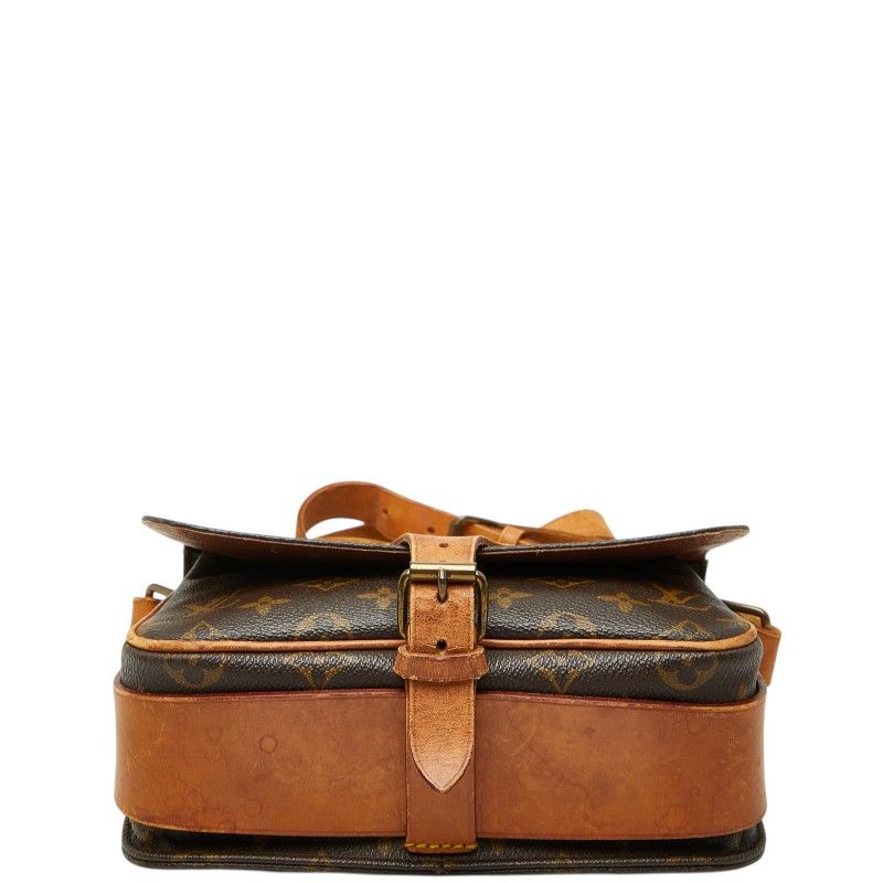 Louis Vuitton Monogram Cartouchiere MM Crossbody Shoulder Bag Brown