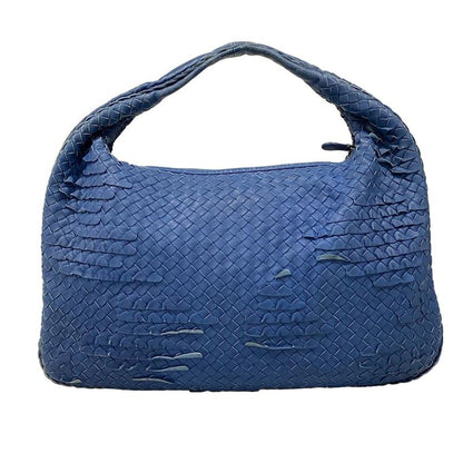 Bottega Veneta Handbag Intrecciato Blue Ruffle Leather
