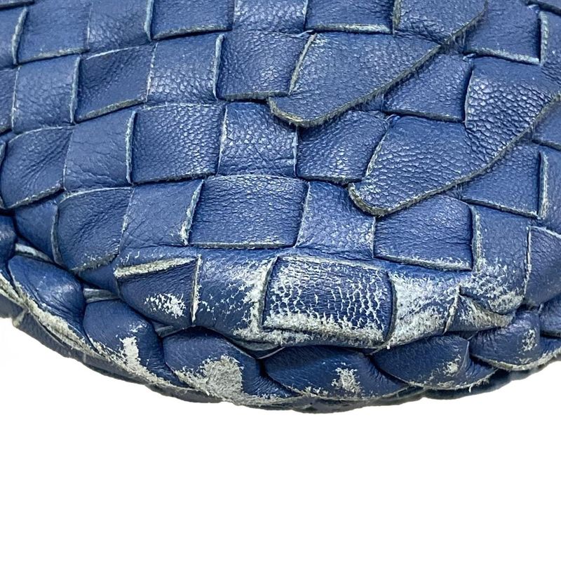 Bottega Veneta Handbag Intrecciato Blue Ruffle Leather
