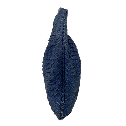 Bottega Veneta Handbag Intrecciato Blue Ruffle Leather