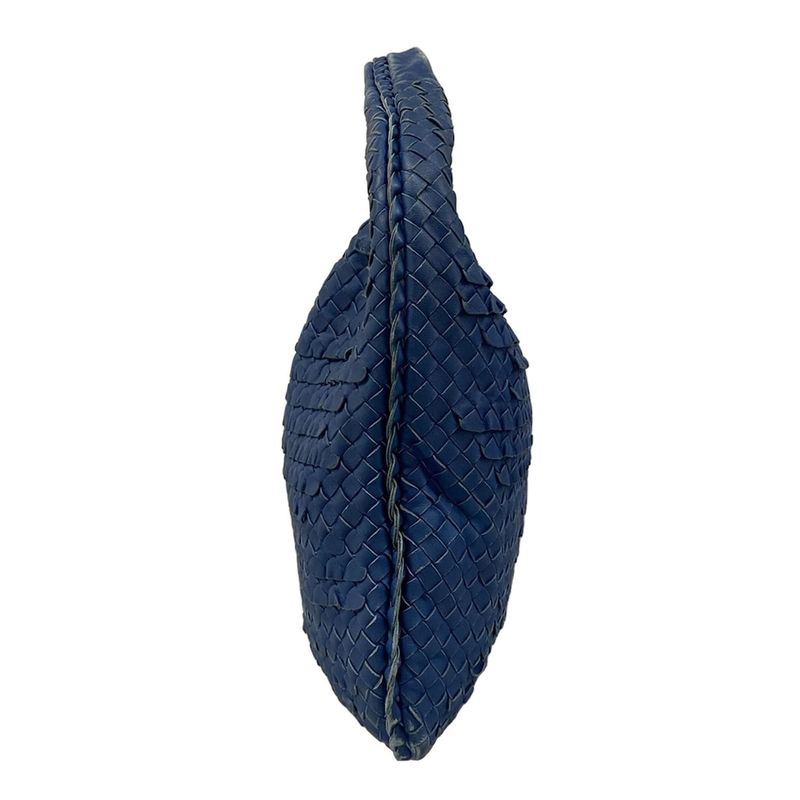 Bottega Veneta Handbag Intrecciato Blue Ruffle Leather