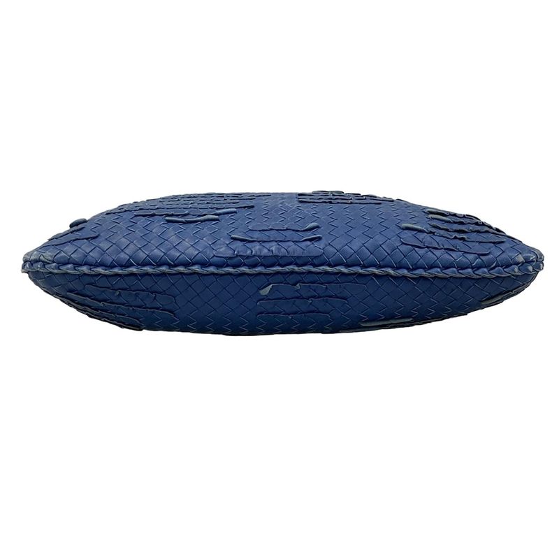 Bottega Veneta Handbag Intrecciato Blue Ruffle Leather