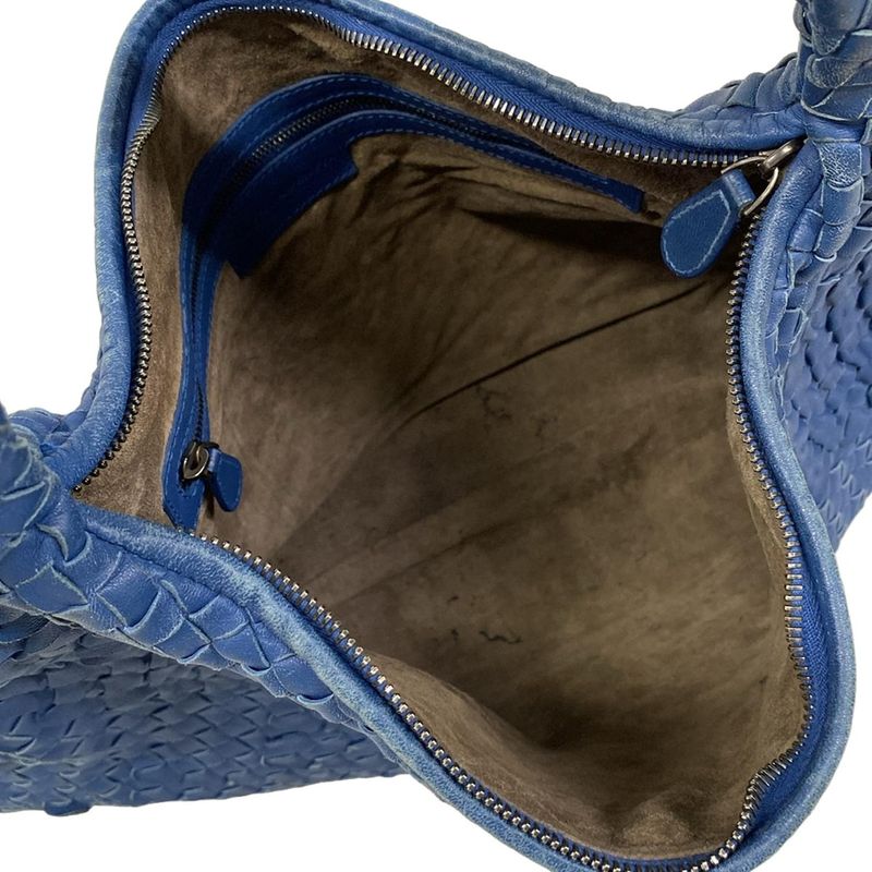 Bottega Veneta Handbag Intrecciato Blue Ruffle Leather