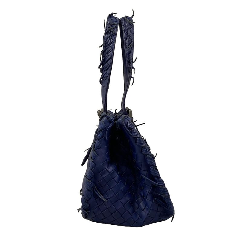Bottega Veneta Tote Intrecciato Blue Leather