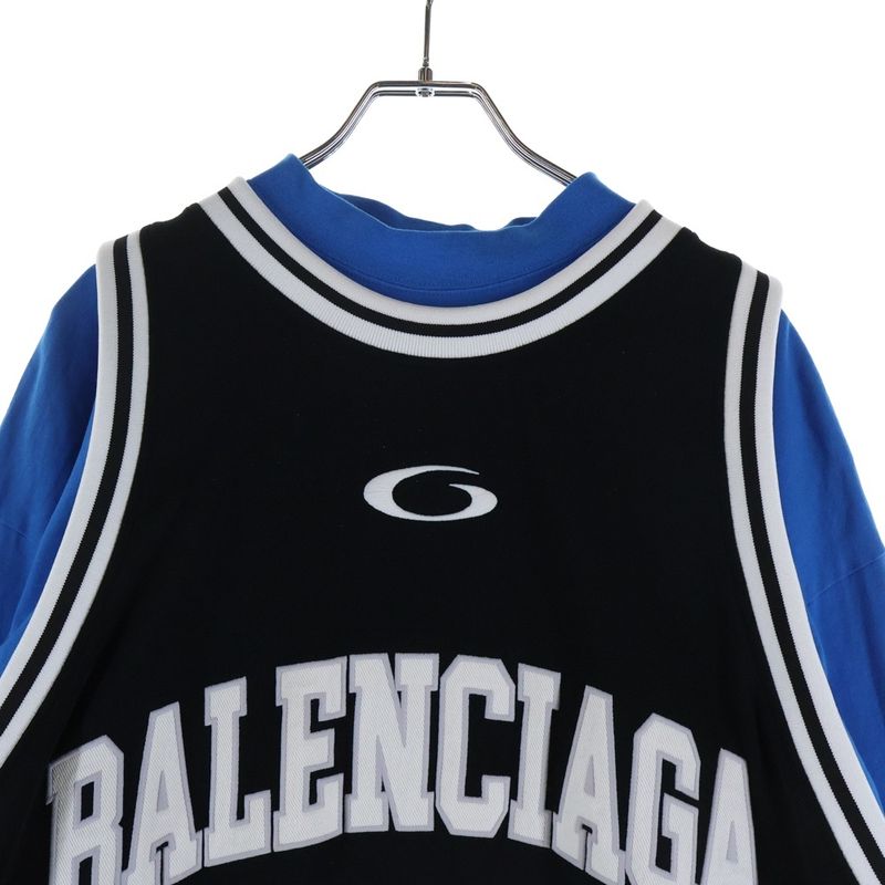 Balenciaga Basketball Layered Crew Neck Long Sleeve T-Shirt Blue Black White