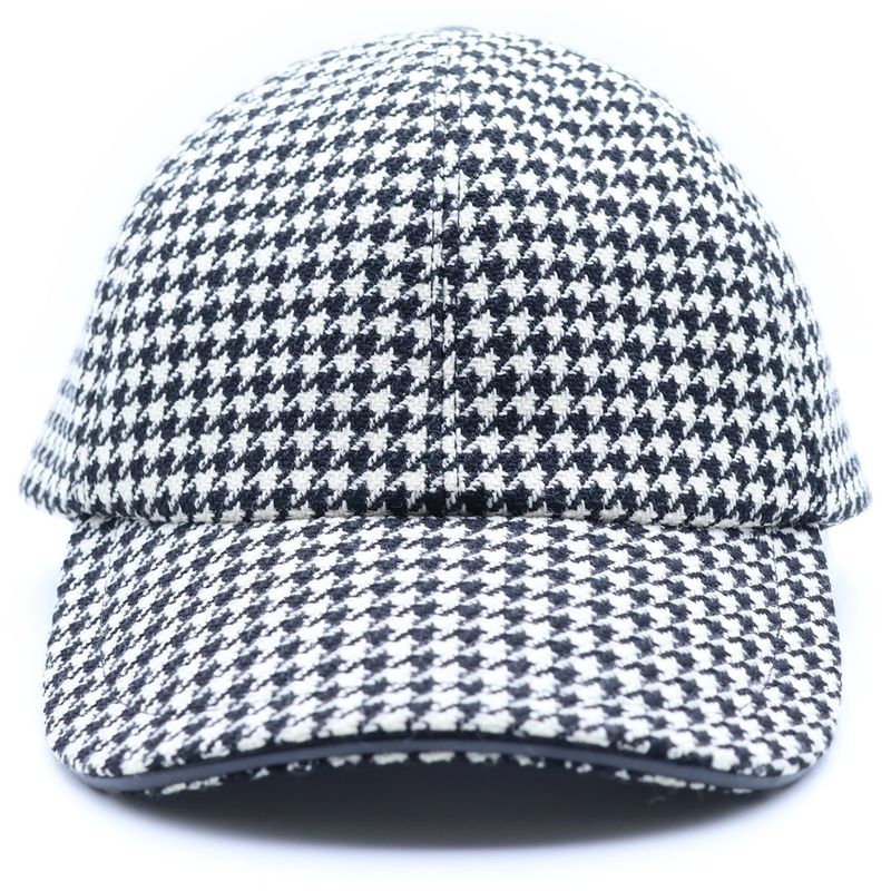 Dior Baseball Cap Houndstooth Pattern Black White