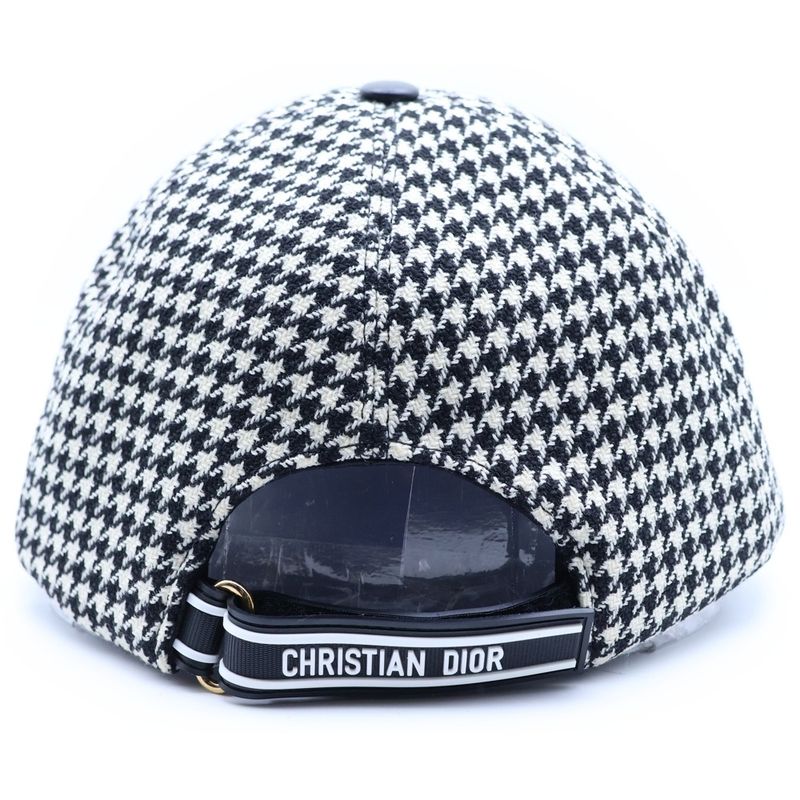 Dior Baseball Cap Houndstooth Pattern Black White