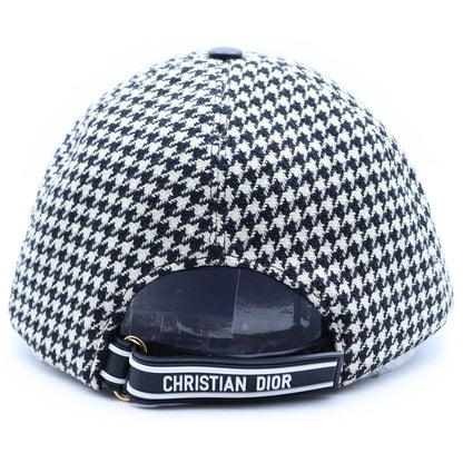 Dior Baseball Cap Houndstooth Pattern Black White