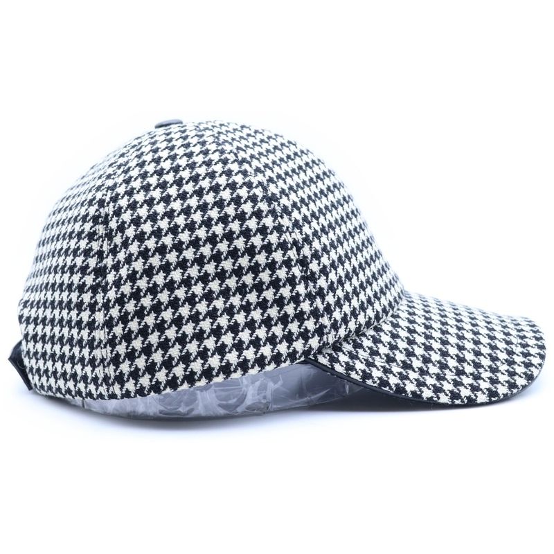 Dior Baseball Cap Houndstooth Pattern Black White