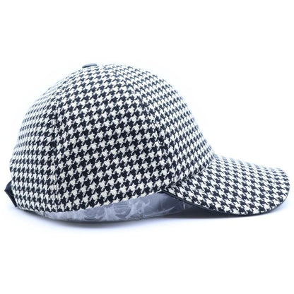 Dior Baseball Cap Houndstooth Pattern Black White