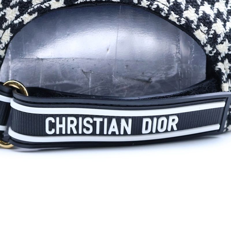 Dior Baseball Cap Houndstooth Pattern Black White