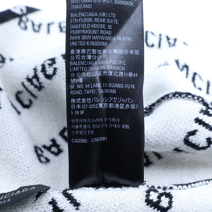Balenciaga All Over Logo Wool Knit Hat Black