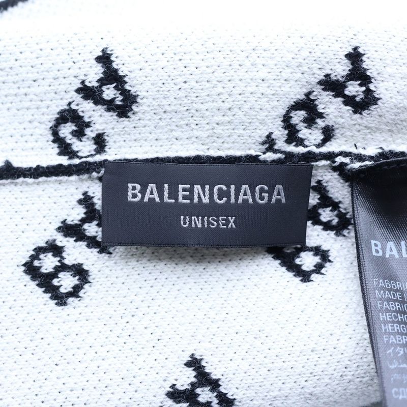 Balenciaga All Over Logo Wool Knit Hat Black