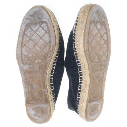 Chanel Cccoco Mark Espadrille Flat Shoes Black