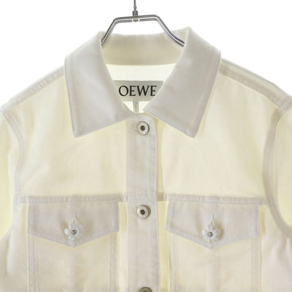 Loewe Sleeve Flower Button Denim Trucker Jacket White