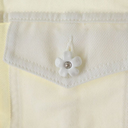 Loewe Sleeve Flower Button Denim Trucker Jacket White