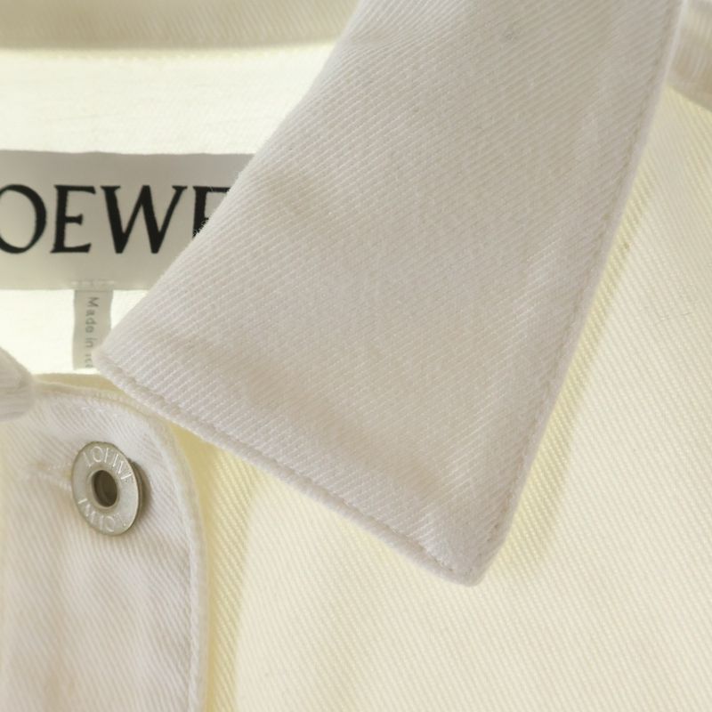 Loewe Sleeve Flower Button Denim Trucker Jacket White
