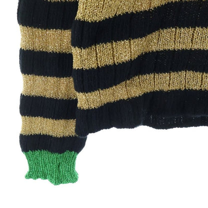 Gucci Patch Long Sleeve Lame Thread Sweater Black Gold