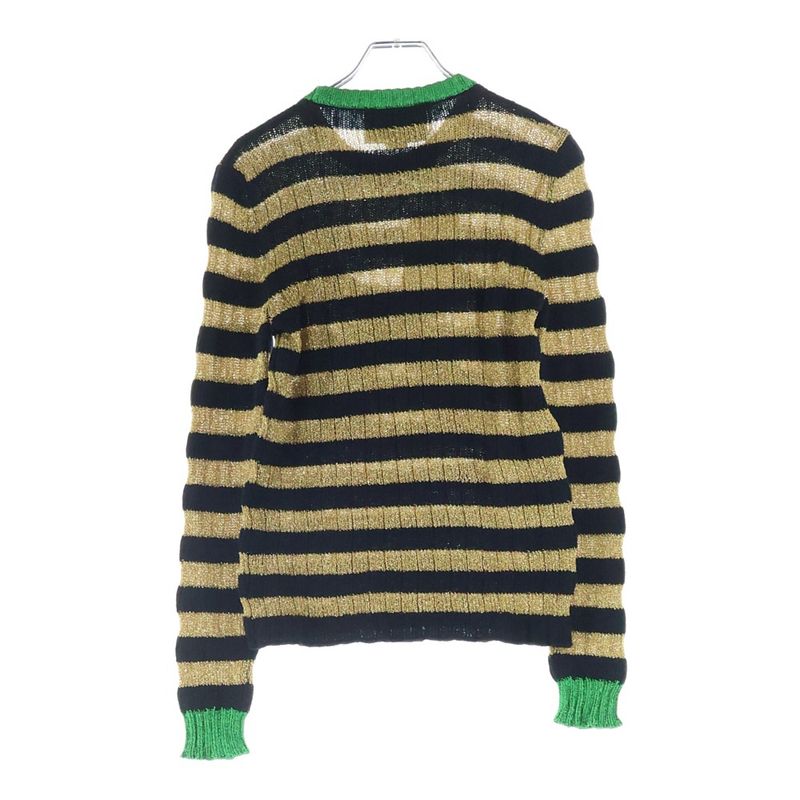 Gucci Patch Long Sleeve Lame Thread Sweater Black Gold