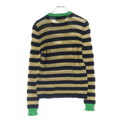 Gucci Patch Long Sleeve Lame Thread Sweater Black Gold