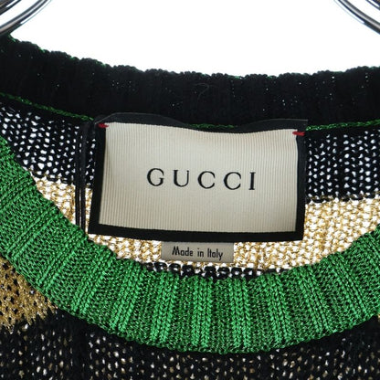 Gucci Patch Long Sleeve Lame Thread Sweater Black Gold