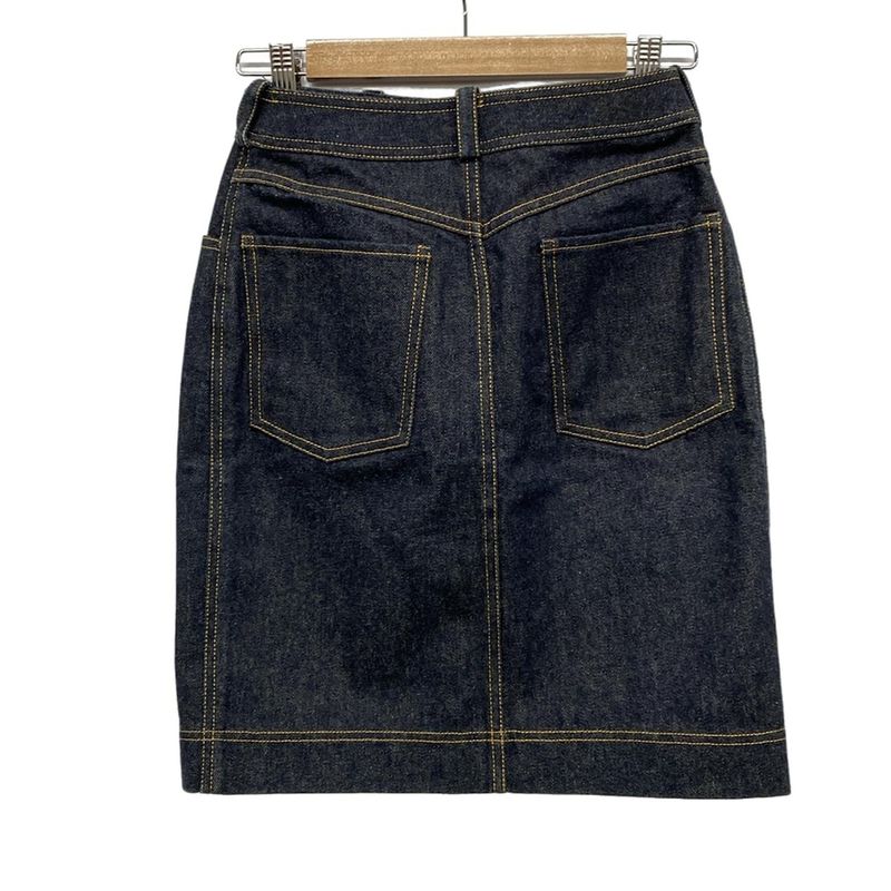 Chanel Skirt 34 S Navy Knee Length Denim