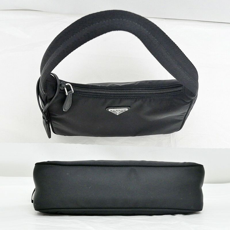Prada Re-Nylon Black Silver Nylon Shoulder Bag