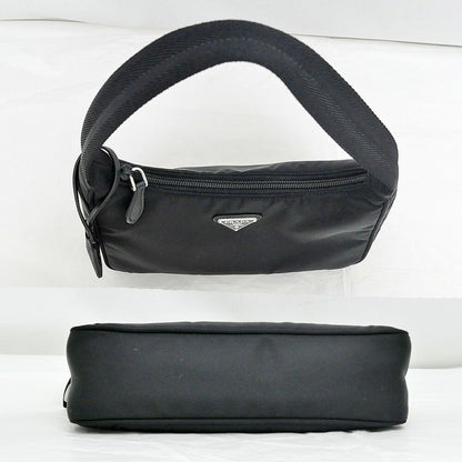 Prada Re-Nylon Black Silver Nylon Shoulder Bag