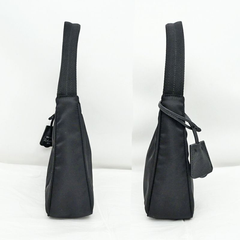 Prada Re-Nylon Black Silver Nylon Shoulder Bag