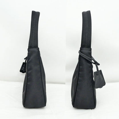 Prada Re-Nylon Black Silver Nylon Shoulder Bag