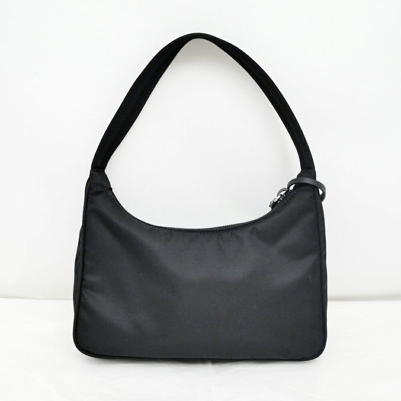 Prada Re-Nylon Black Silver Nylon Shoulder Bag