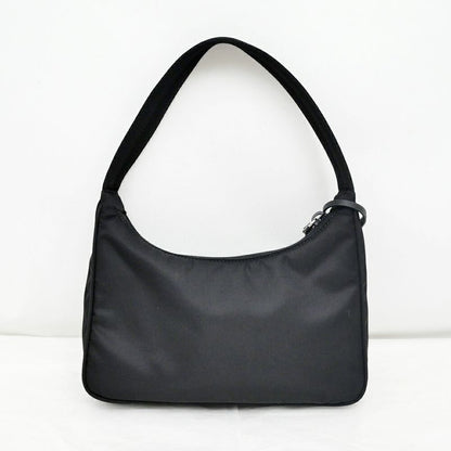 Prada Re-Nylon Black Silver Nylon Shoulder Bag