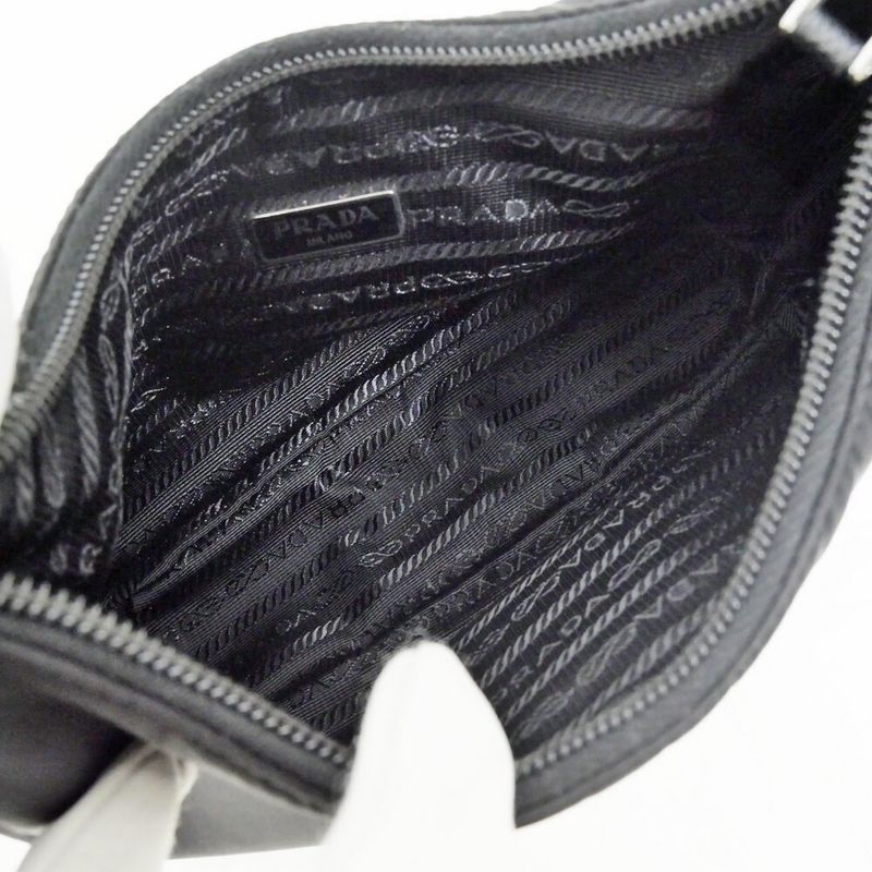 Prada Re-Nylon Black Silver Nylon Shoulder Bag