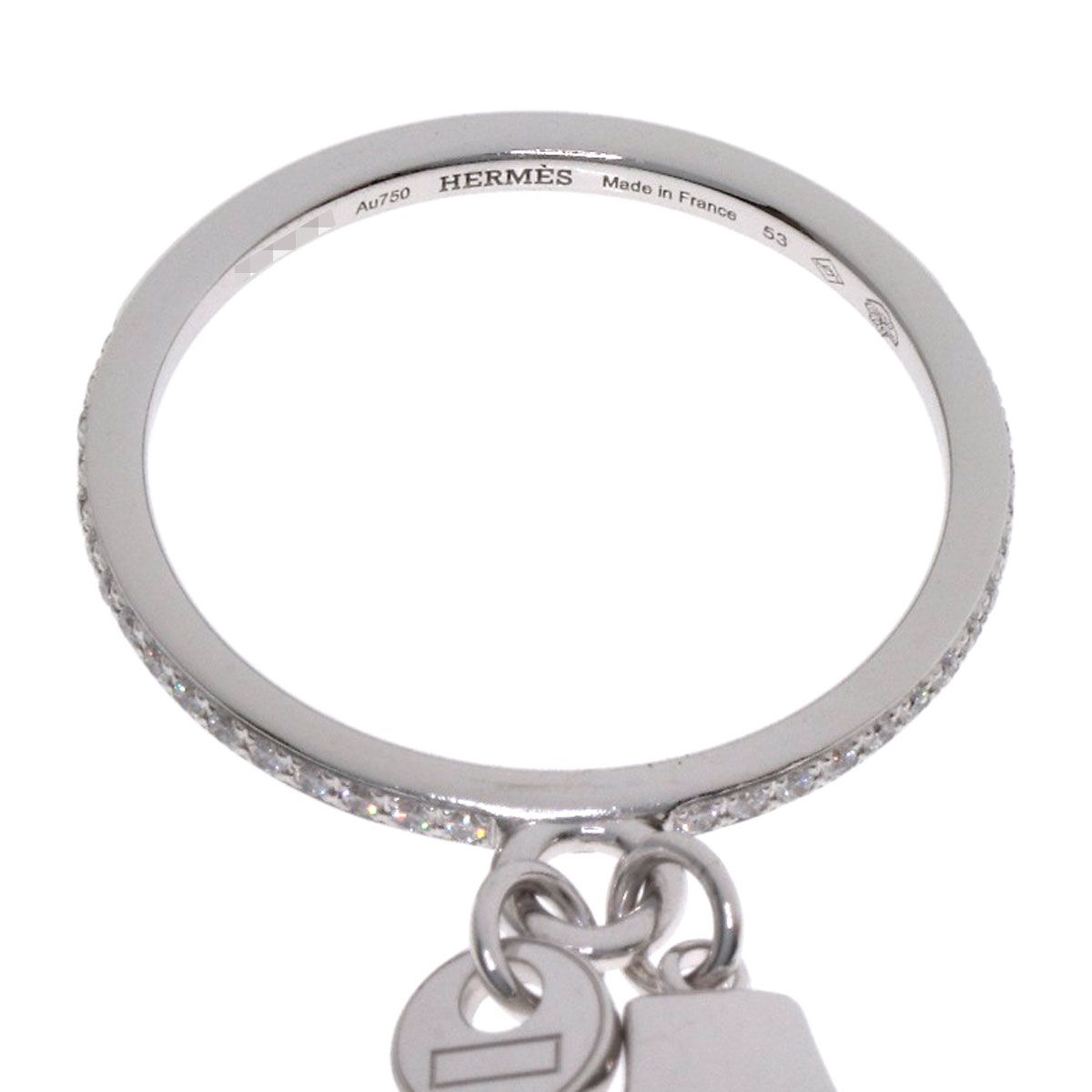 Hermes Kelly Clochette PM Diamond 53 Ring 18K White Gold