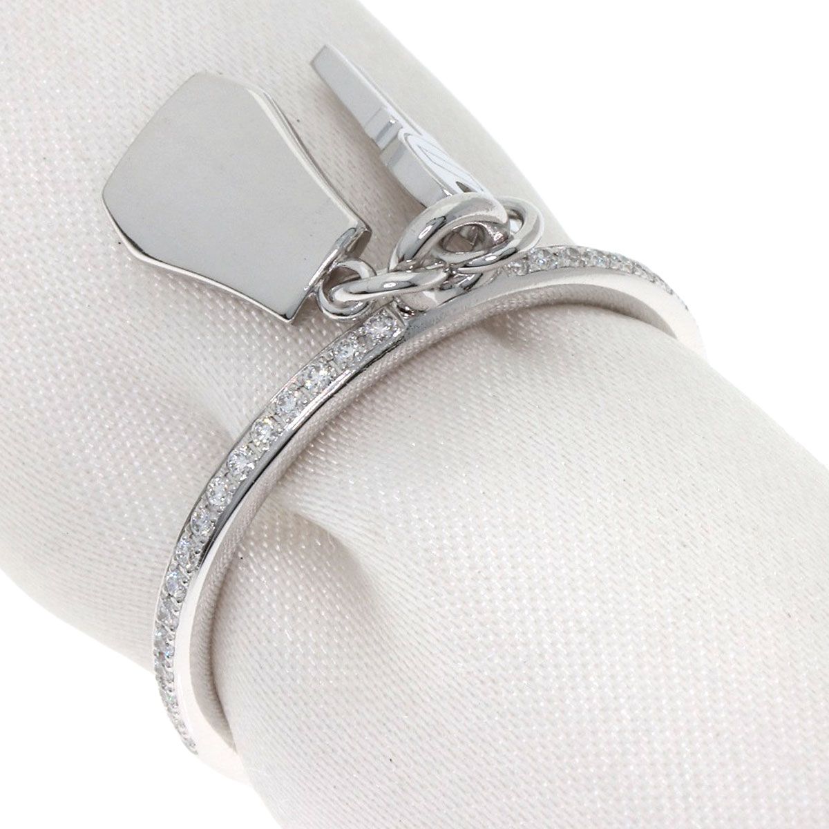 Hermes Kelly Clochette PM Diamond 53 Ring 18K White Gold