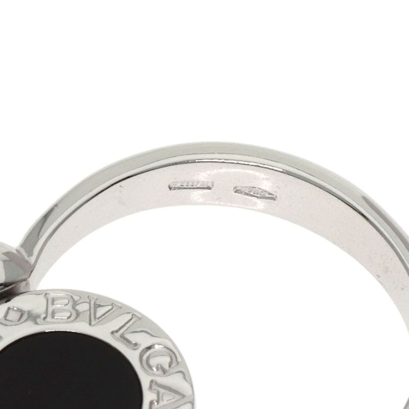 Bvlgari Flip Onyx Diamond Ring 18K White Gold