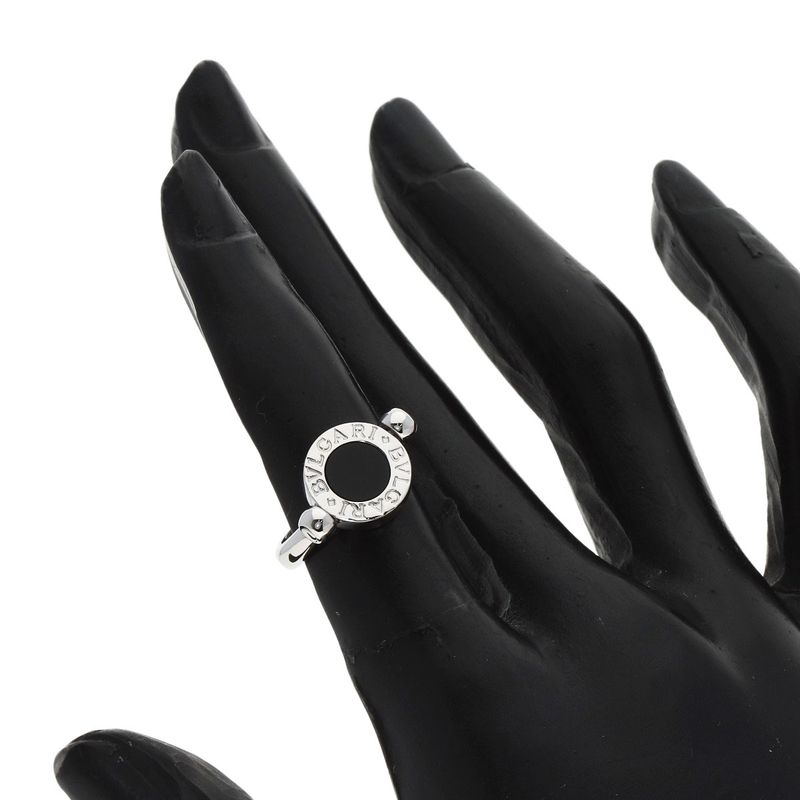 Bvlgari Flip Onyx Diamond Ring 18K White Gold