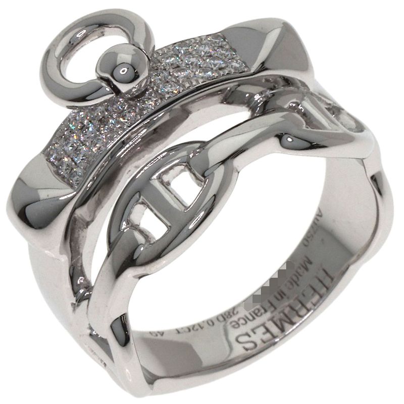 Hermes Aluminum Diamond 49 Ring 18K White Gold