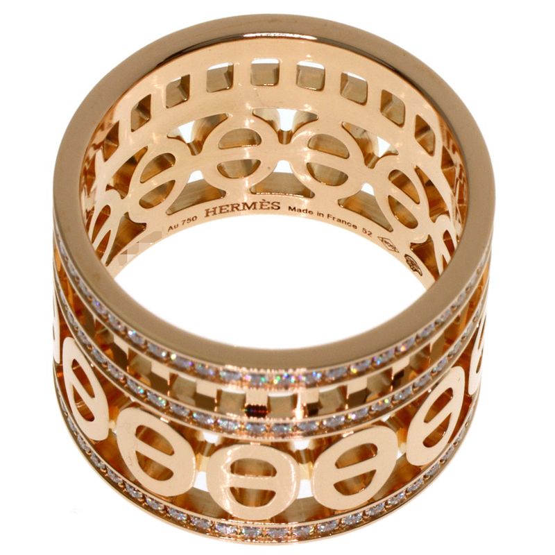 Hermes Chaine D'ancre Divine Diamond 52 Ring 18K Pink Gold