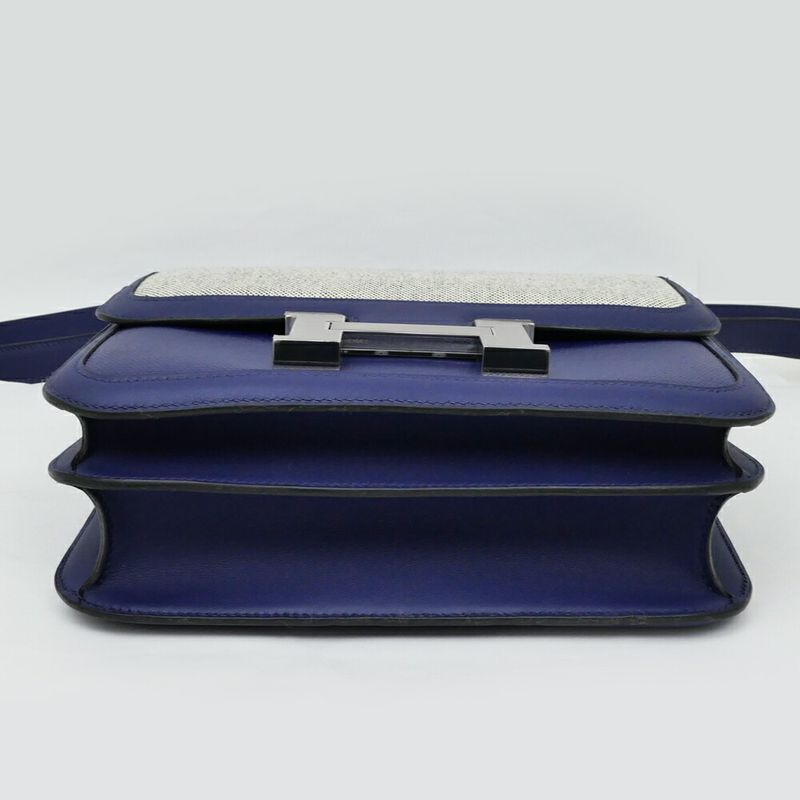 Hermes Constance 3 Blue Silver Toile Ash Berlinne Veau Handbag