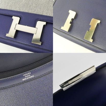 Hermes Constance 3 Blue Silver Toile Ash Berlinne Veau Handbag
